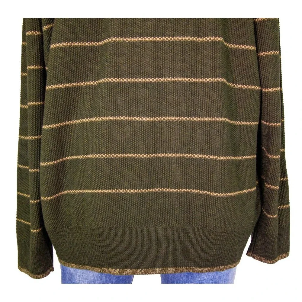 Paige Men's Striped Green Pullover Sweater Long Sleeve Zip Sweater Size XXL